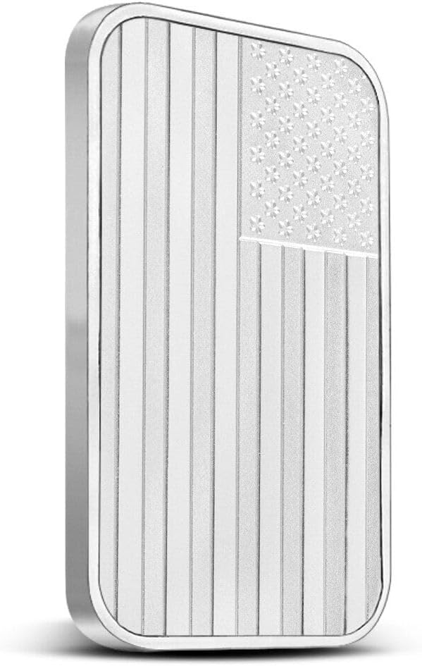 1 oz USA American Flag silver bar sealed reverse space for engraving