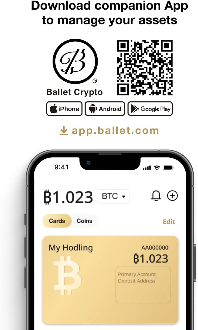 Ballet Real Bitcoin, 24K Gold-Plated - Cryptocurrency Physical Wallet, for Bitcoin and Other Crypto Currencies (1 Single)