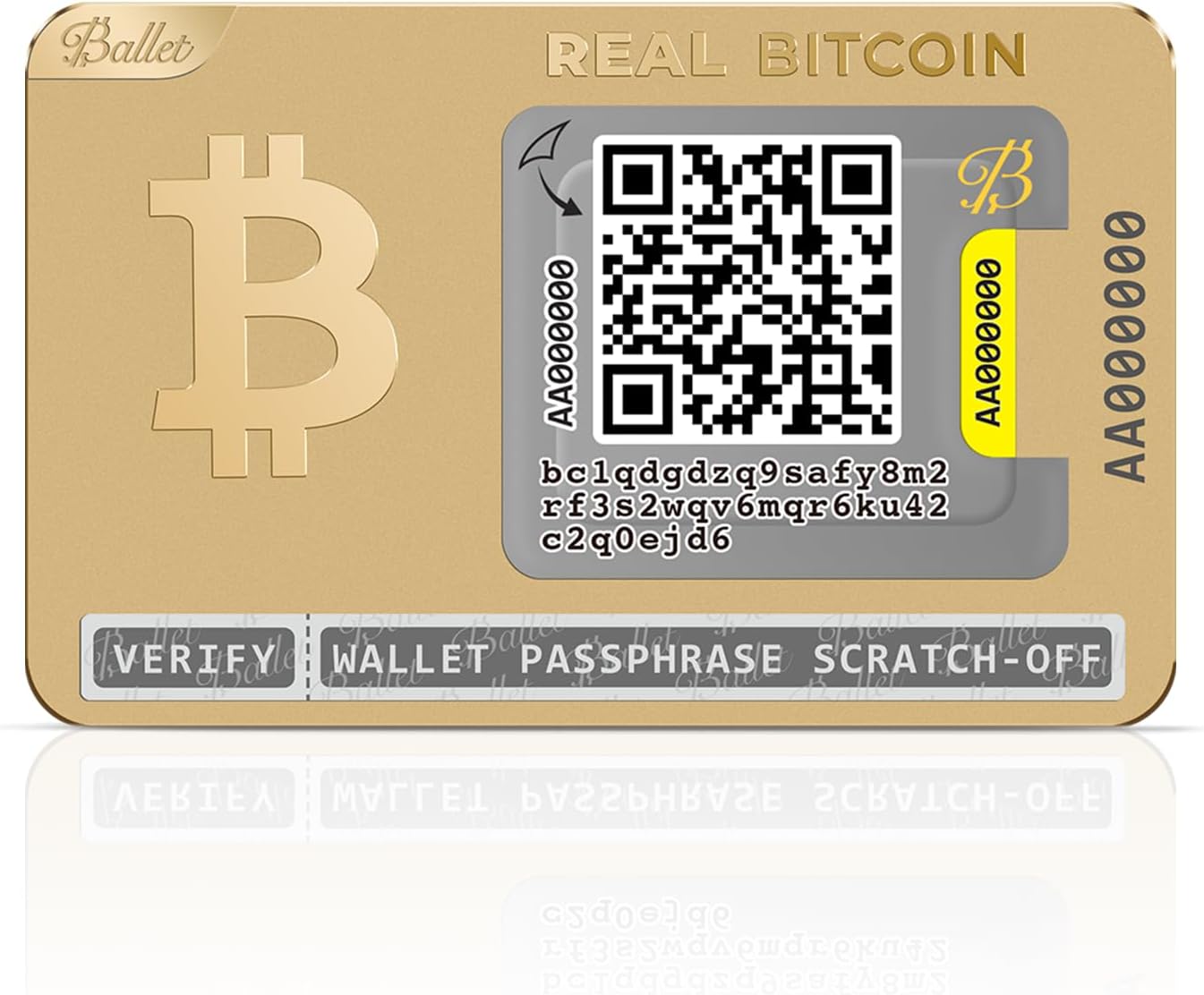 Ballet Real Bitcoin, 24K Gold-Plated - Cryptocurrency Physical Wallet, for Bitcoin and Other Crypto Currencies (1 Single)