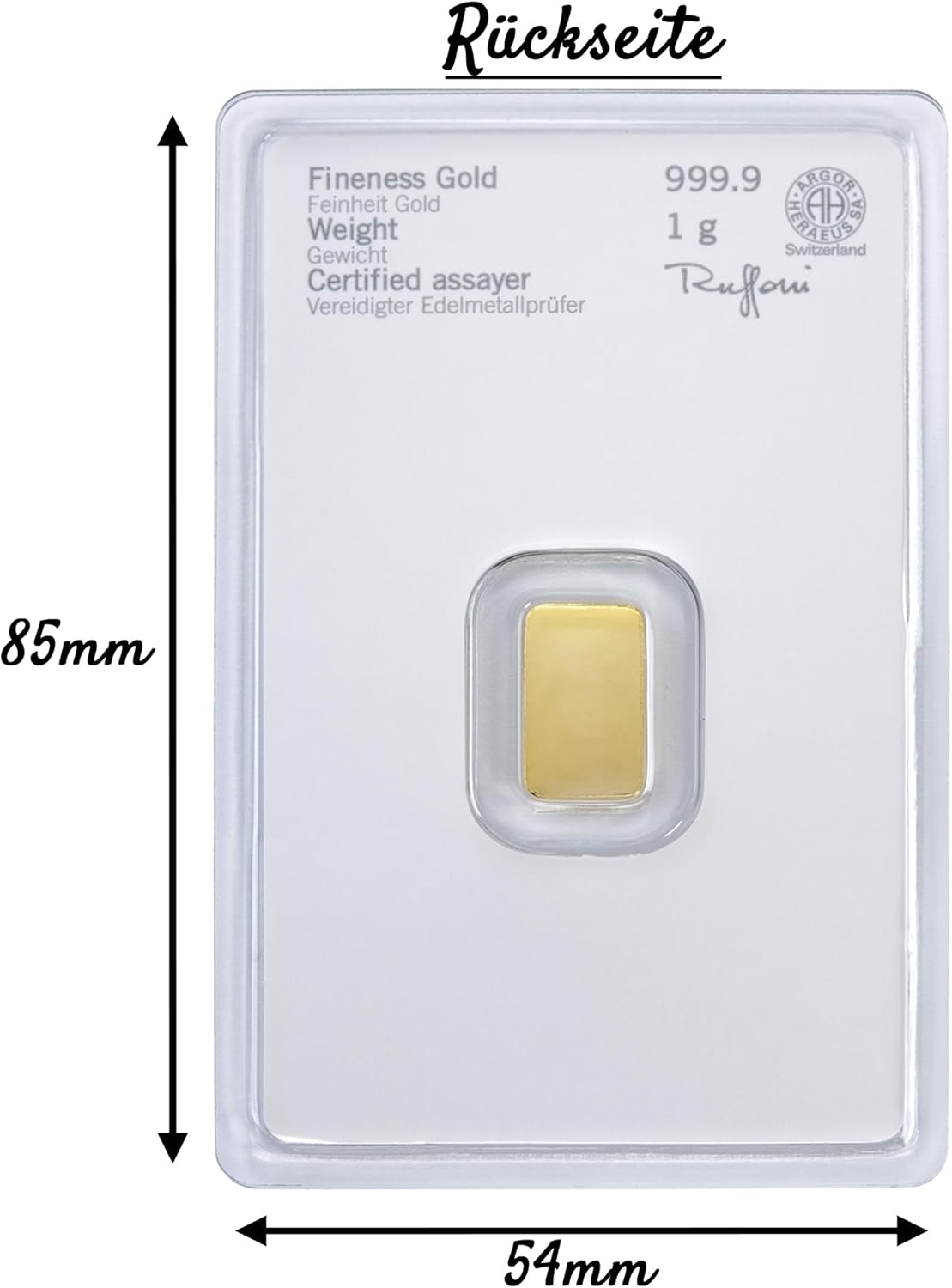 Gold zum Verschenken – Goldbarren 1g Heraeus - 999.9 Feingold - inkl. Geschenkverpackung, Grußkarte und Echtheitsgarantie