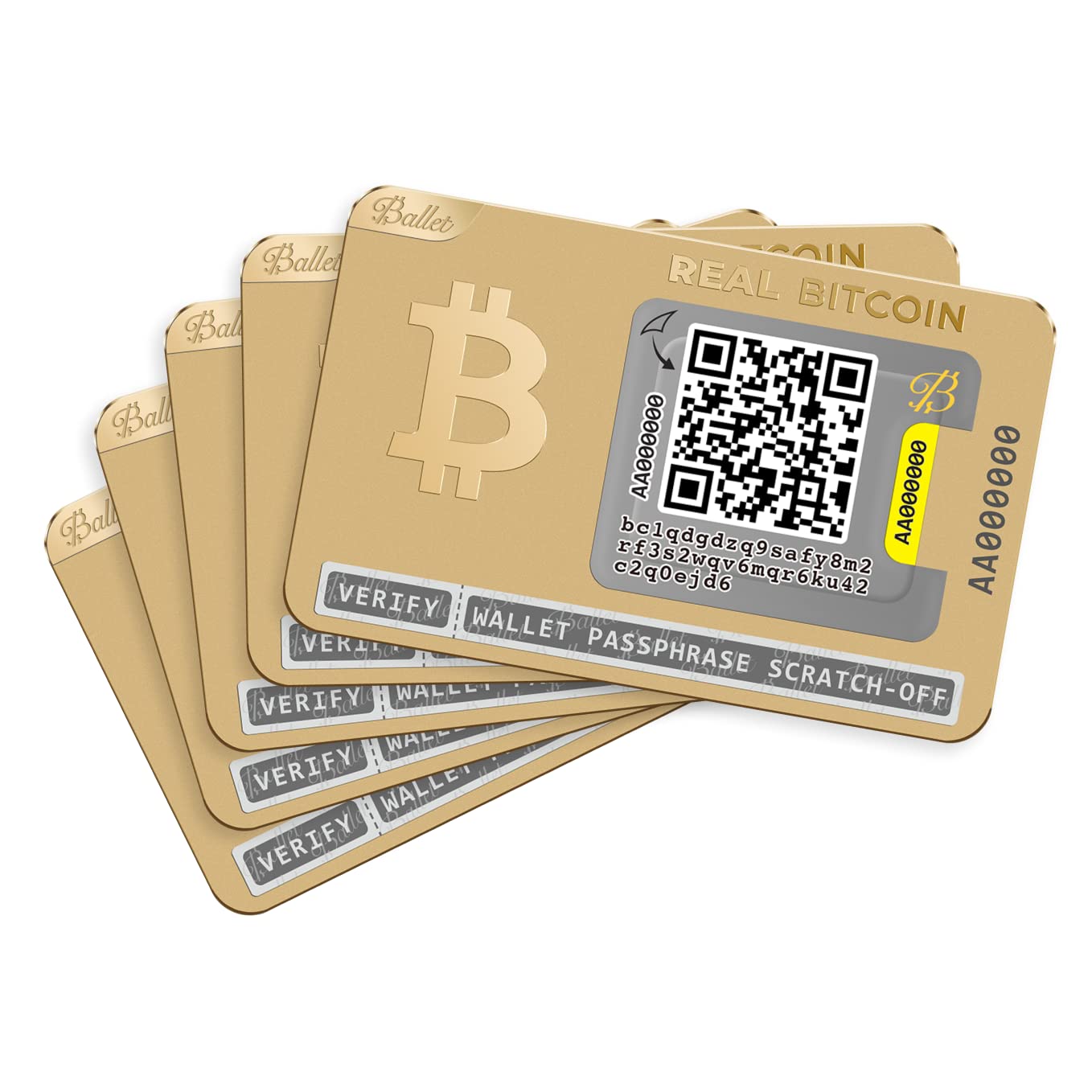 Ballet Real Bitcoin, 24K Gold-Plated - Cryptocurrency Physical Wallet, for Bitcoin and Other Crypto Currencies (1 Single)