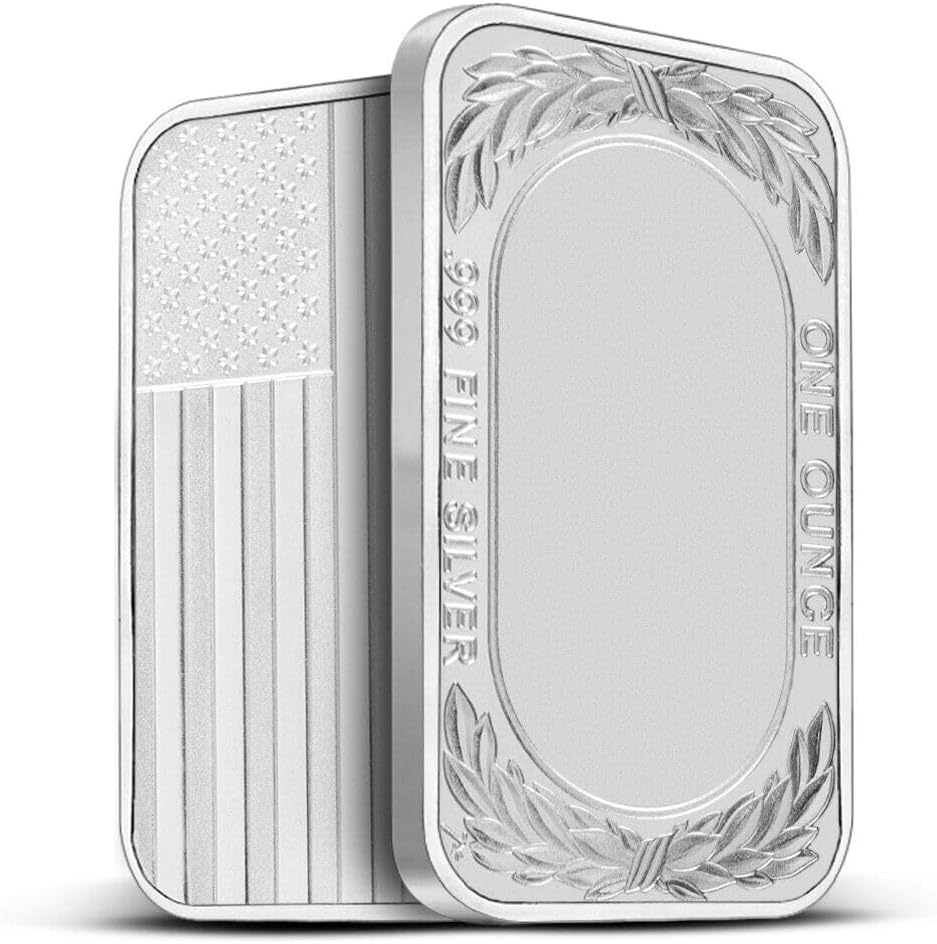 1 oz USA American Flag silver bar sealed reverse space for engraving