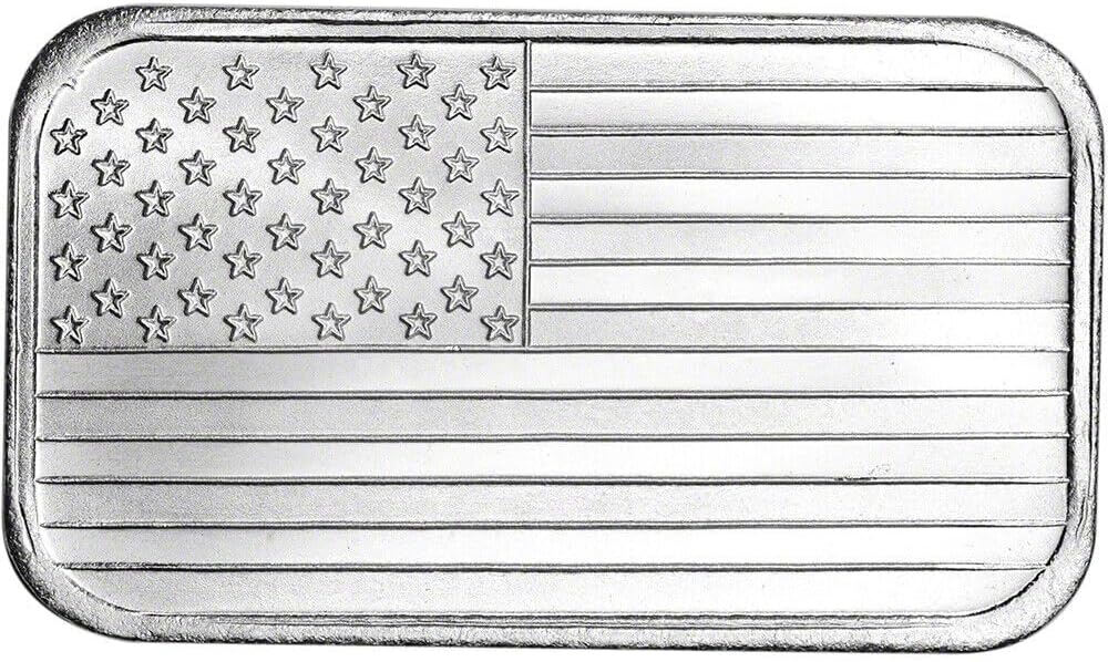1 oz USA American Flag silver bar sealed reverse space for engraving