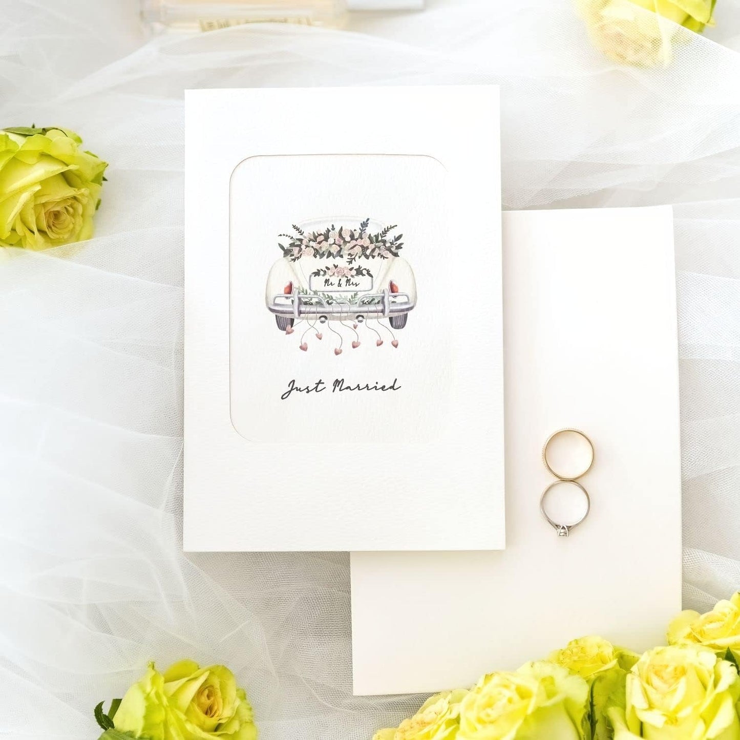 papercrush® Pop-Up Hochzeitskarte Hochzeitsauto - 3D Hochzeitskarte edel „just married“, Glueckwunschkarte zur Hochzeit, Gutschein fuer Hochzeitsreise & Geldgeschenk, Flitterwochen Geschenk