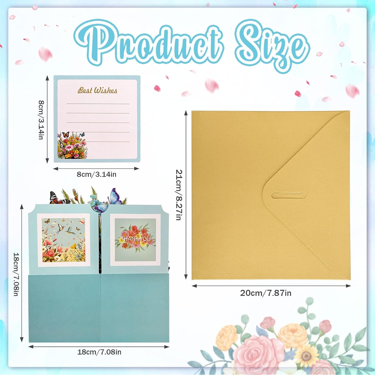 YianHien Butterflies Birthday Card Woman, Exquisite 3D Pop Up Card Birthday Flowers with Envelope, Special Birthday Card for Mum, Grandma, Aunt Sisters, Thank You Card, Teacher's Day Card