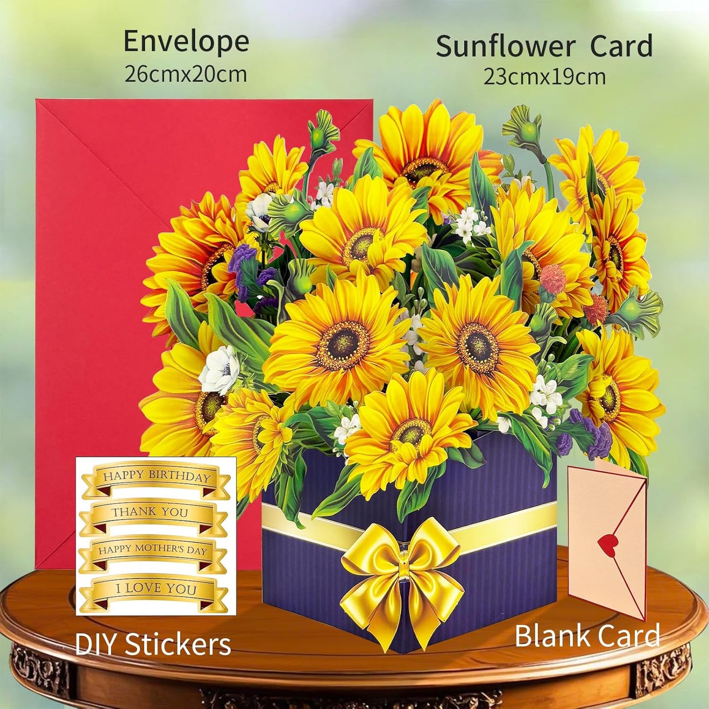 Hierein Sonnenblumen Geburtstagskarte Frau, 3D Blumen Geburtstagskarte Pop Up fuer Mama Ehefrau Schwester, Happy Birthday Karte, Pop Up Karte fuer Geburtstag Jahrestag Danke Gute Besserung