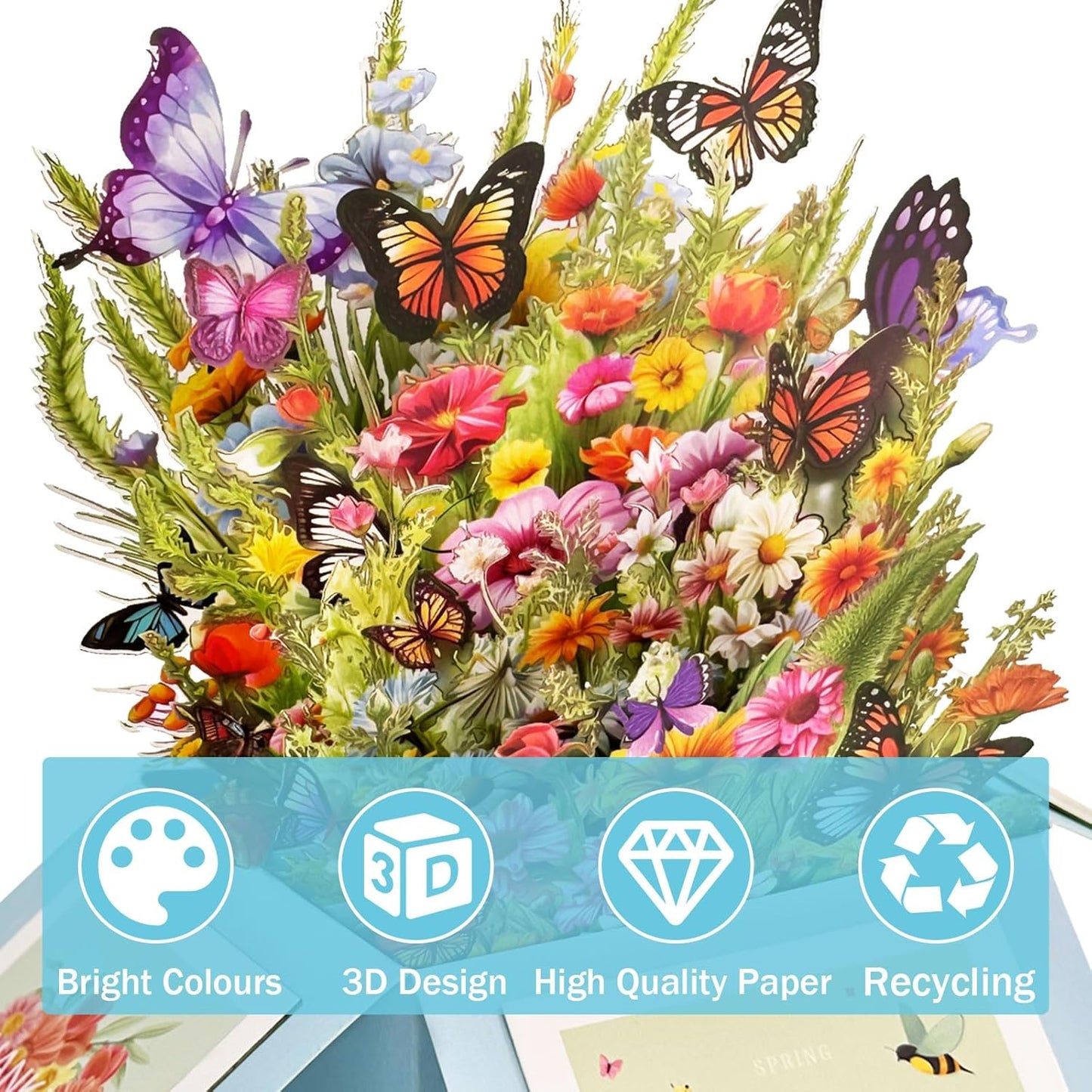 YianHien Butterflies Birthday Card Woman, Exquisite 3D Pop Up Card Birthday Flowers with Envelope, Special Birthday Card for Mum, Grandma, Aunt Sisters, Thank You Card, Teacher's Day Card