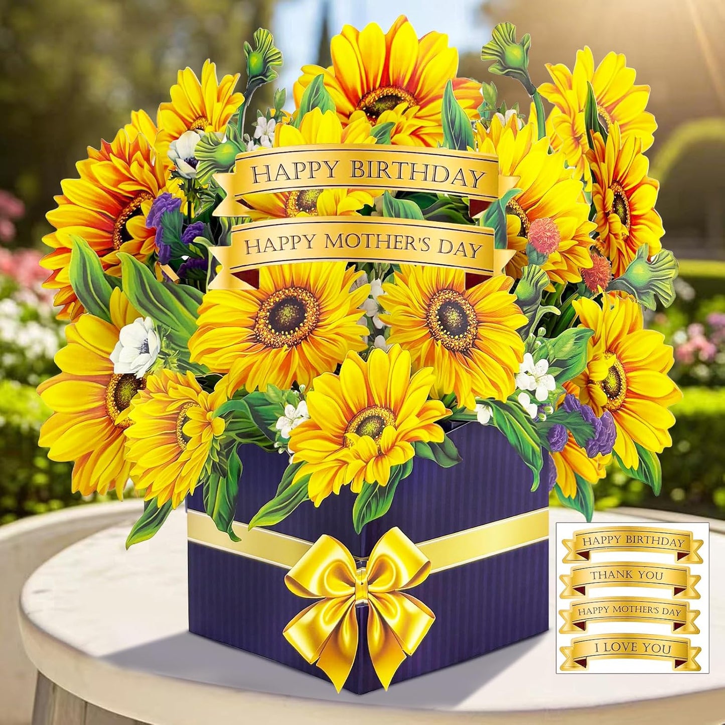 Hierein Sonnenblumen Geburtstagskarte Frau, 3D Blumen Geburtstagskarte Pop Up fuer Mama Ehefrau Schwester, Happy Birthday Karte, Pop Up Karte fuer Geburtstag Jahrestag Danke Gute Besserung