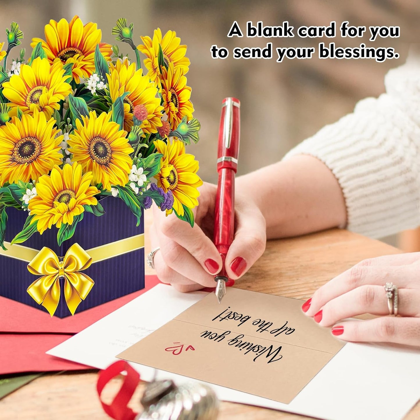 Hierein Sonnenblumen Geburtstagskarte Frau, 3D Blumen Geburtstagskarte Pop Up fuer Mama Ehefrau Schwester, Happy Birthday Karte, Pop Up Karte fuer Geburtstag Jahrestag Danke Gute Besserung
