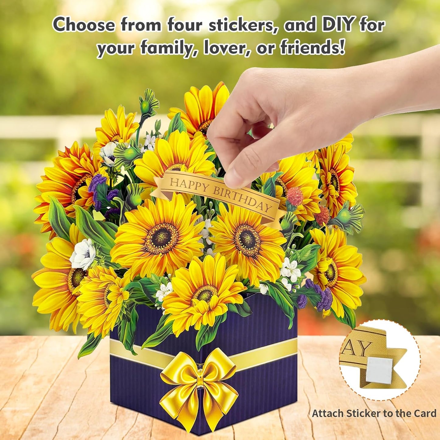 Hierein Sonnenblumen Geburtstagskarte Frau, 3D Blumen Geburtstagskarte Pop Up fuer Mama Ehefrau Schwester, Happy Birthday Karte, Pop Up Karte fuer Geburtstag Jahrestag Danke Gute Besserung