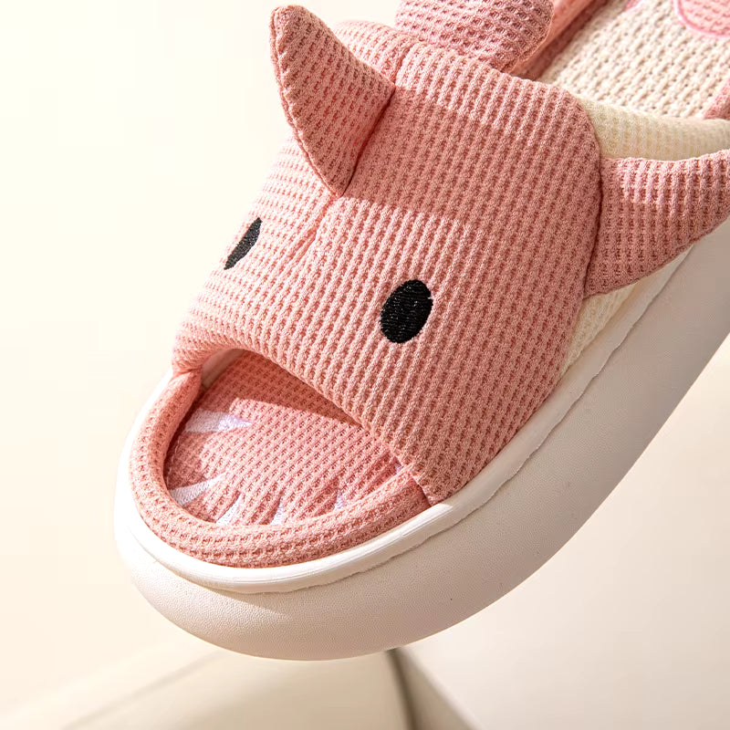 Women's Cartoon Shark Linen Slippers