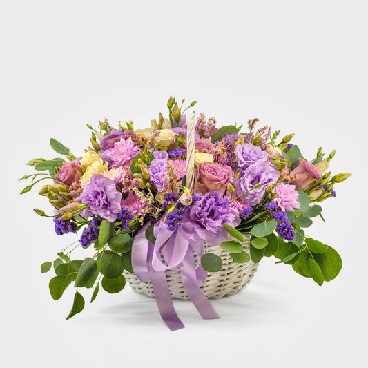 Basket with seasonal flowers