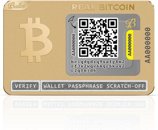 Ballet Real Bitcoin, 24K Gold-Plated - Cryptocurrency Physical Wallet, for Bitcoin and Other Crypto Currencies (1 Single)