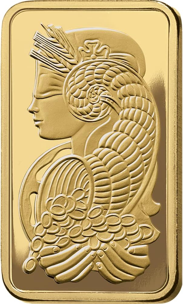Generic 1 gram gold Pamp Suisse Fortuna Gold Minted Bar clear viewing window in gift pouch