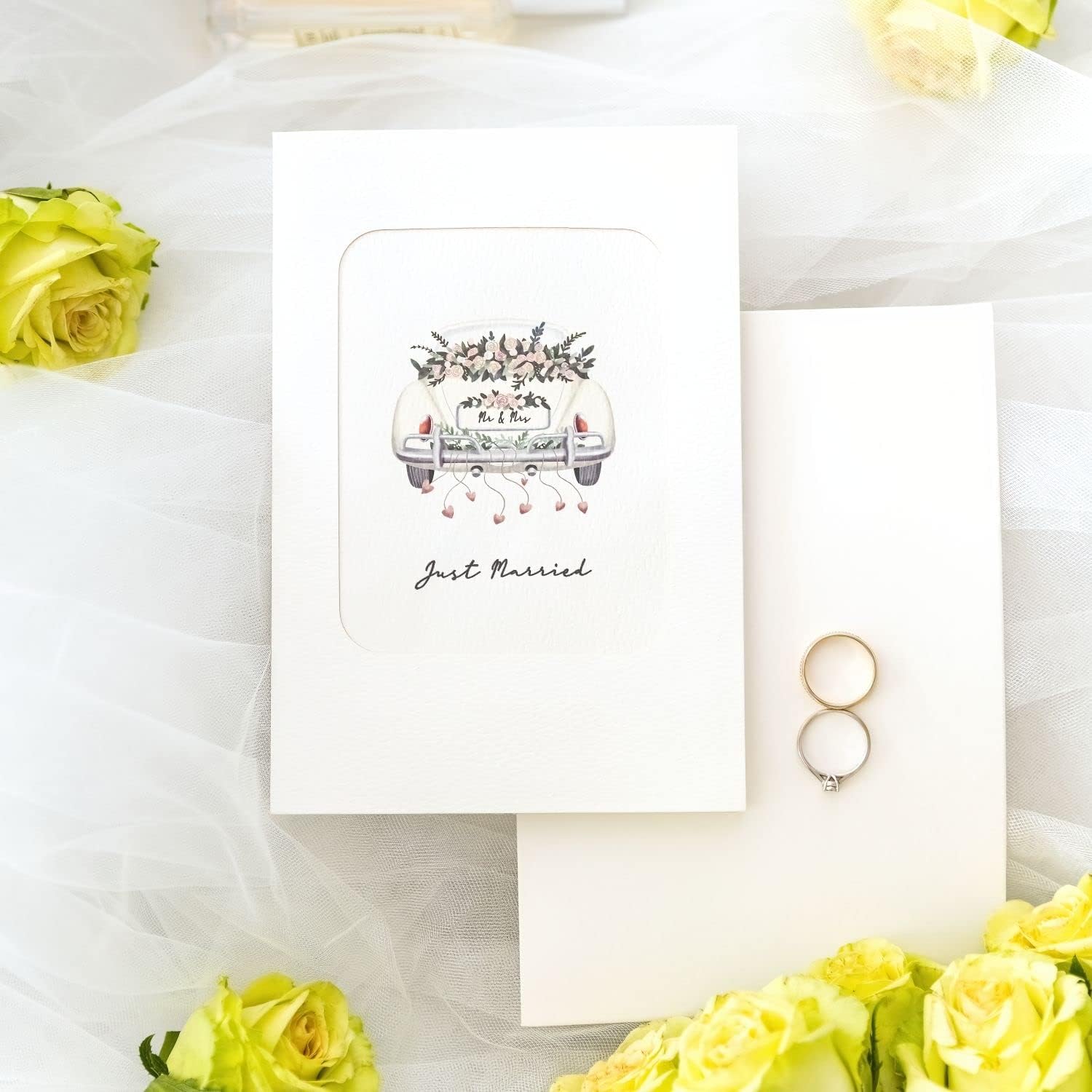 papercrush® Pop-Up Hochzeitskarte Hochzeitsauto - 3D Hochzeitskarte edel „just married“, Glueckwunschkarte zur Hochzeit, Gutschein fuer Hochzeitsreise & Geldgeschenk, Flitterwochen Geschenk