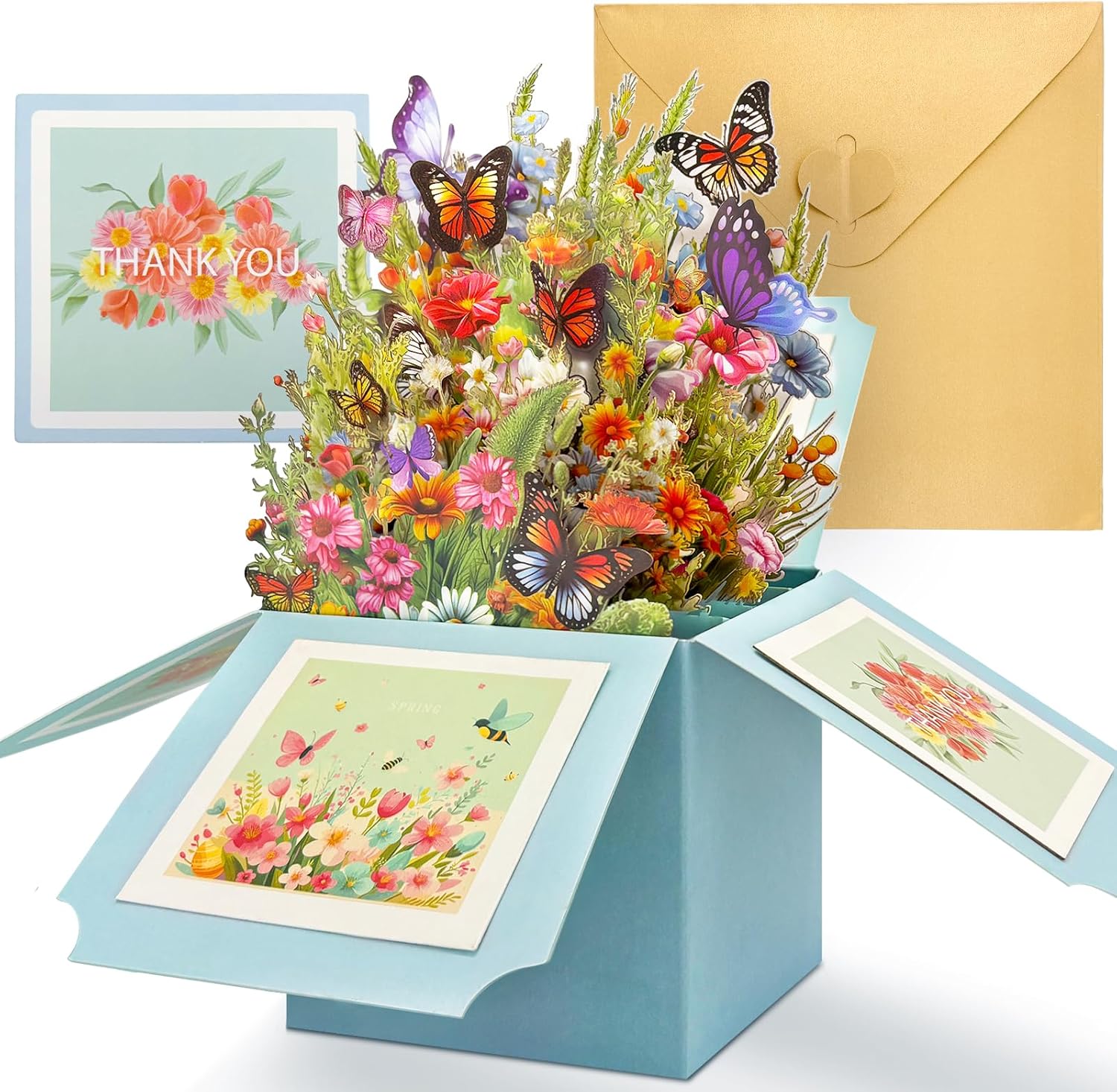YianHien Butterflies Birthday Card Woman, Exquisite 3D Pop Up Card Birthday Flowers with Envelope, Special Birthday Card for Mum, Grandma, Aunt Sisters, Thank You Card, Teacher's Day Card