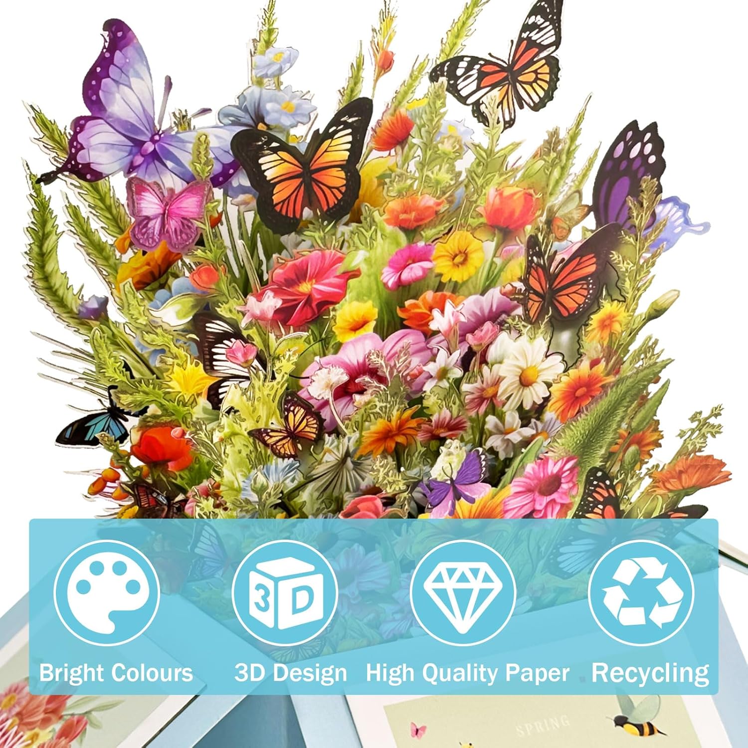 YianHien Butterflies Birthday Card Woman, Exquisite 3D Pop Up Card Birthday Flowers with Envelope, Special Birthday Card for Mum, Grandma, Aunt Sisters, Thank You Card, Teacher's Day Card