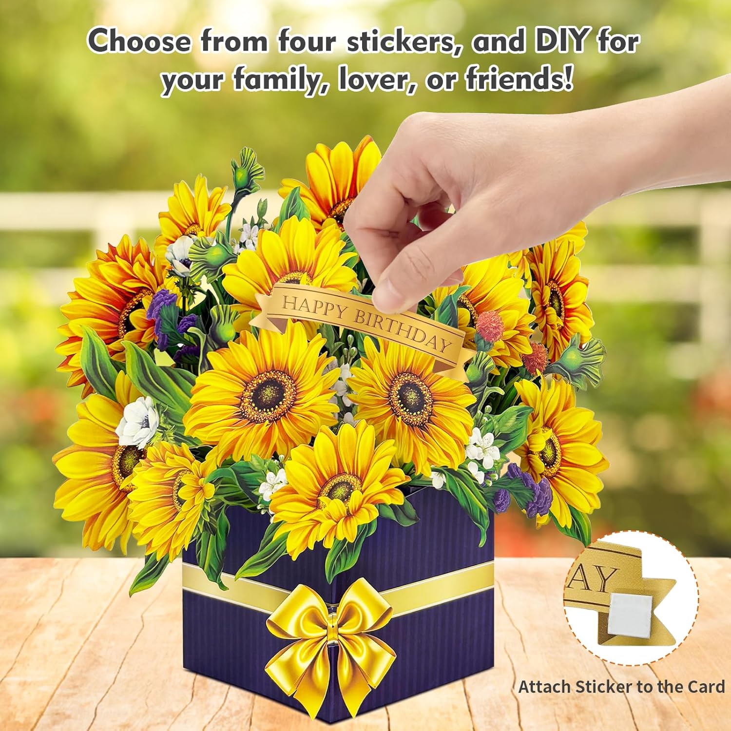 Hierein Sonnenblumen Geburtstagskarte Frau, 3D Blumen Geburtstagskarte Pop Up fuer Mama Ehefrau Schwester, Happy Birthday Karte, Pop Up Karte fuer Geburtstag Jahrestag Danke Gute Besserung