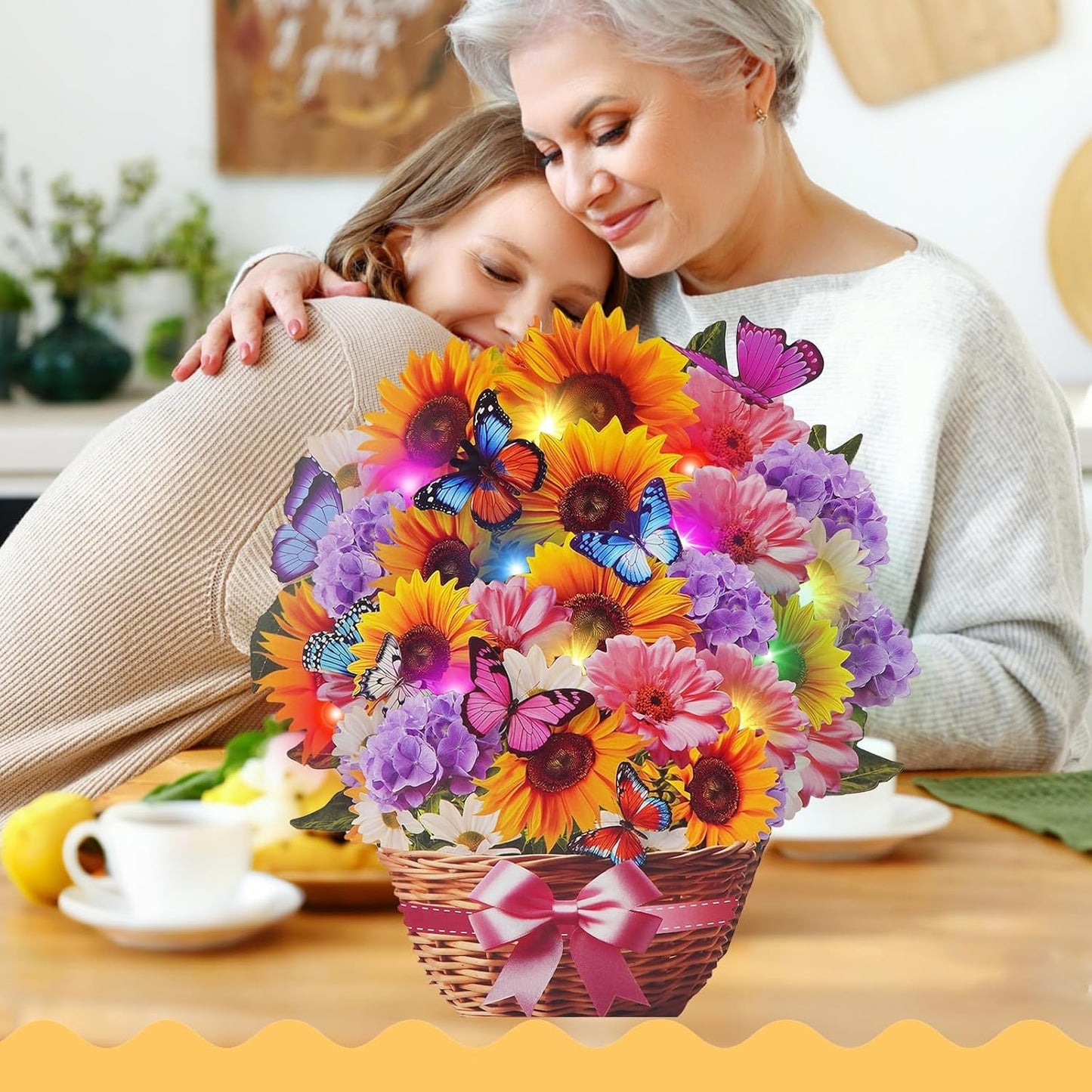 APOTODITO Sunflower Card, Sunflower 3D Pop-Up Card with Music and Light, 3D Pop-Up Bouquet, Birthday Card, Anniversary Card, Mother's Day Card for Women, Mothers and Wives